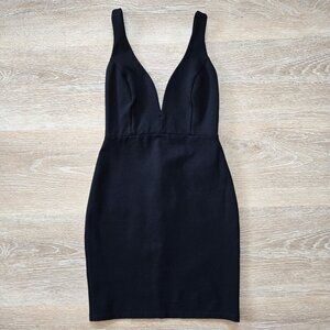 Lulus Perfect Little Black Bodycon Dress Size Small, V-Neck, Fitted Mini